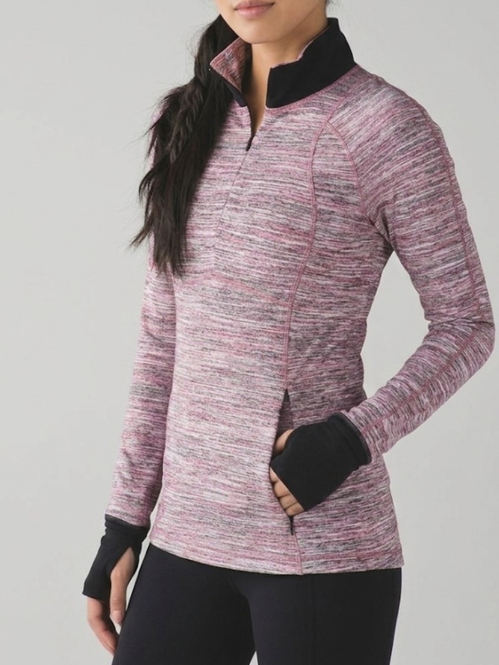 Lululemon Runderful 1/2 Zip Up Pink Space Dye Camo Berry Rumble Size 8